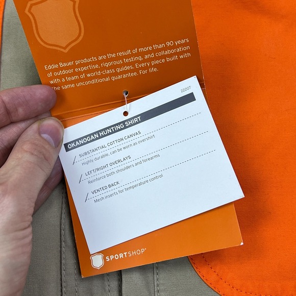 NWT Eddie Bauer Okanogan Hunting Shirt Mens 3XLT Beige Canvas Shooting Button Up - Picture 4 of 13